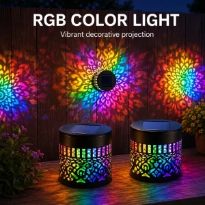 Outdoor Decorative LED Small Waterproof Warm White Hollow Pattern Garden Ambient Solar Fence Lights