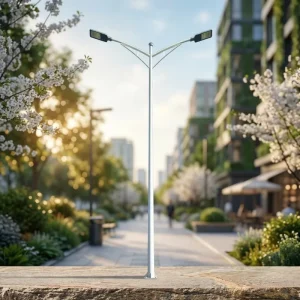 Outdoor Double a Arm Street Lighting Pole Anti Rust Galvanized Steel Dual Lamp Arm Post for Urban Community Main Road