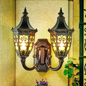 Outdoor Double headed Wall Lamp Waterproof Courtyard Light European Style Outdoor Garden Entrance Light Exterior Wall Light