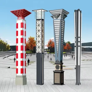 Outdoor Driveway Yard Lighting Square Pole Street Post Top Light LED Landscape Garden Light