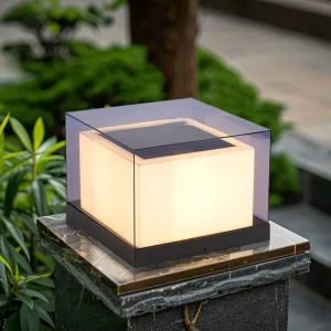 Outdoor E27 Pillar Light, IP65 Carbon Steel, Warm White Solar Garden Lamp
