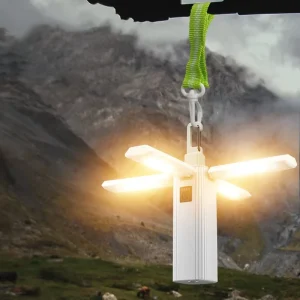 Outdoor Foldable 600lm 1*18650 IP44 3-Light-Mode ABS Rechargeable USB Camping Lamp for Fishing