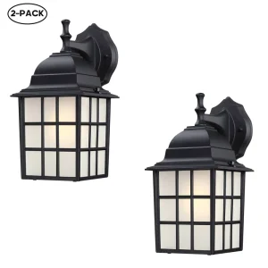Outdoor Front Porch Wall Lamp Exterior Anti rust Waterproof Aluminum Frosted Glass Shade Black Wall Light Fixture Courtyard