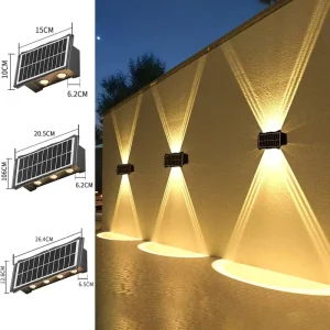Outdoor Garden Decorative Lights up and Down Luminous Lighting Solar Wall Lamp Light for Porch Garden Exterior Balcony Street