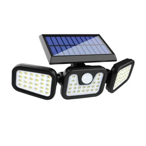 Outdoor Garden IP65 Waterproof Security Light Solar 74 Led Lights 270 degree 3 Head Rotating Motion Sensor Wall Lamp
