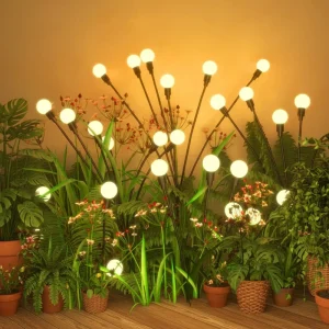 Outdoor Garden LED Solar Firework Firefly Lawn Lamps IP65 with Battery Power Supply for Country House Terrace Balcony PVC