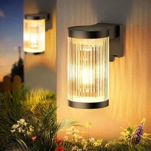 Outdoor Garden Light Wall Mounted Waterproof Home Decorative Filament Bulb Solar Wall Lamp 360 Degree Diffusion Warm White