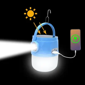 Outdoor Garden Rechargeable Solar LED Lantern Light IP65 Rated Small Size Multifunction Warning Floodlight USB Mobile Charger