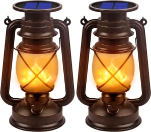 Outdoor Hanging Camping Lantern Flicker Flame Lamp for Garden Patio Cabin Lawn Terrace Vintage Style