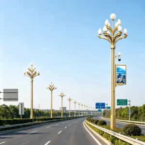 Outdoor Highway Smart Light Poles Hot Dip Galvanized Street Lights With Camera CCTV For Smart City Lamp Pole Smart City Pole