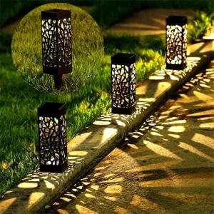 Outdoor Hollow Lawn Landscape Lighting Stake Lamp Waterproof LED Solar Pathway Light