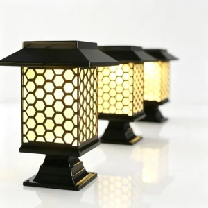 Outdoor IP44 Water-Resistant Solar LED Ground Pillar Garden Lamp, Driveway and Walkway