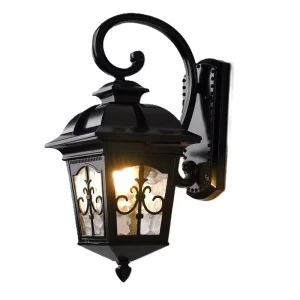 Outdoor IP56 Vintage Wall Light Antique Glass Lantern Waterproof Exterior House Wall Light Fixture E27