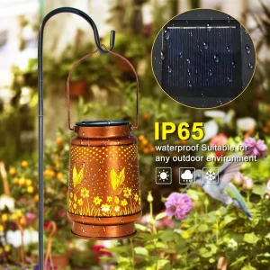 Outdoor IP65 Iron Small Hummingbird Lantern Solar Hanging Garden Lights LED 2700K Warm White Light Sensor Lighting