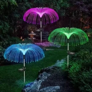 Outdoor IP65 RGB LED Solar Jellyfish Fiber Optic Stake Light