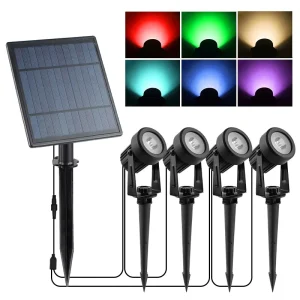 Outdoor IP65 RGB Solar Spot Light Colorful Garden Tree Spike Landscape Light