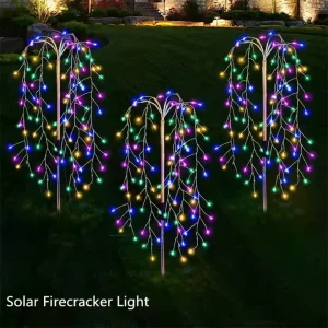 Outdoor IP65 Solar LED Garden Lights Twinkle Fairy Copper Wire Firework Path Decorative Yard Patio Walkway Party Lighting