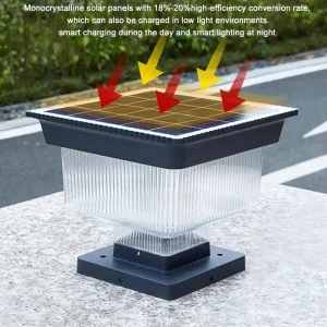 Outdoor IP65 Water-Resistant Modern LED Solar Pillar Light for Courtyard Landscape
