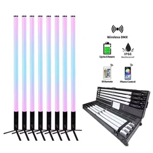 Outdoor IP65 Waterproof 360 Degree Battery Remote Control Wireless Pixel Light DMX RGB LED Pixel Tube Light