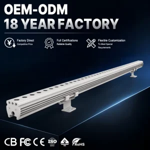 Outdoor IP65 Waterproof Aluminum DMX RGB LED Wall Washer Light CRI 80