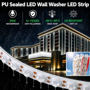 Outdoor IP65 Waterproof Flexible PU LED Wall Washer Strip Light for Architectural Facades