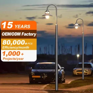 Outdoor IP65 Waterproof LED High Pole Landscape Light Street Post Lamp for Road and Garden with Light Sensor Control