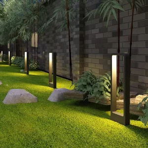 Outdoor IP65 Waterproof Modern High Quality Aluminium Material Rectangular Lawn Light Landscape Bollard Light LED Garden Light