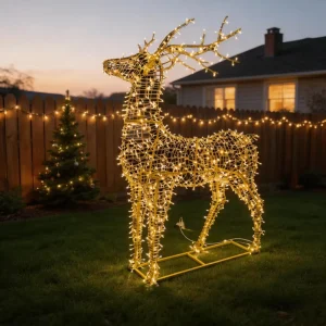 Outdoor IP65 Waterproof PVC Garden Street Holiday Landscape 3D Large LED Christmas Wedding Reindeer Lights Decoration