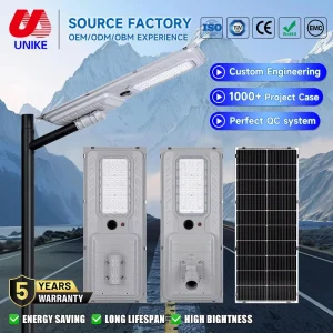 Outdoor IP65 Waterproof Road Lamp Galvanized Metal Plate 200W 300W 400W All in One LED Solar Street Light