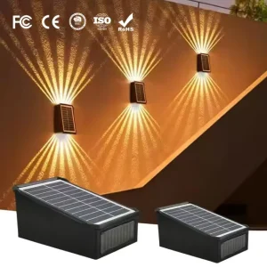 Outdoor IP65 Waterproof Solar Garden Yard Lights Decoration Landscape Warm Light Emitting Solar Sensor Wall Light
