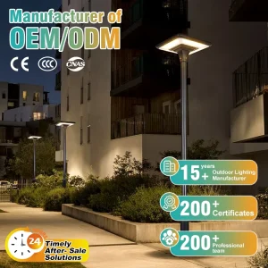 Outdoor IP65 Waterproof Solar LED Walkway Garden Light AC Powered 80W Aluminum PC Post Top Light 180 Beam Angle