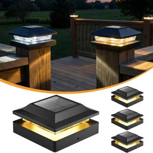 Outdoor IP65 Waterproof Solar Powered LED Pillar Light for Garden Courtyard Fence