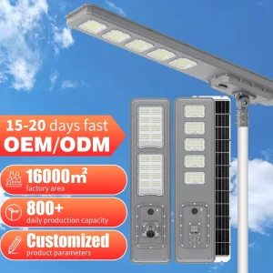 Outdoor IP65 Waterproof Solar Street Light with Motion Sensor 100W 150W 200W LED Steel All-in-One for Road Use