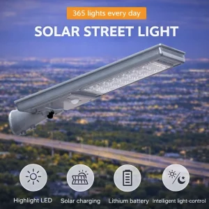 Outdoor IP66 LED Solar Street Light with Lithium Battery AC DC Compatible Energy Saving for Government Projects