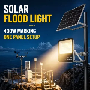 Outdoor IP66 Solar Powered LED Floodlights 100W 200W 300W 400W Security Flood Light Weatherproof for Garden Street