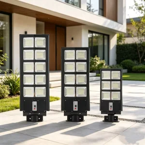 Outdoor IP67 Waterproof Battery Powered ABS Road Solar Charging Radar Induction 300W 500W LED Street Light