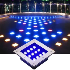 Outdoor IP67 Waterproof RGB Garden Pathway Recessed Deck Spotlight LED Inground Underground Light