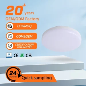 Outdoor Indoor ABS+PC 18W Waterproof Round Emergency Light CE Certified LED Rechargeable Ceiling Lamp