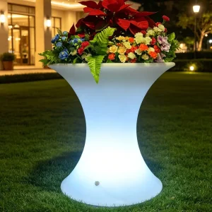 Outdoor Indoor Solar Luminous Flower Pot Light IP65 Waterproof Remote Control Rechargeable Decorative Planter for Villa Garden