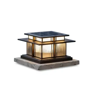 Outdoor LED E27 Post Pillar Light for Garden Gate Fence Courtyard IP65 Waterproof Remote Control Sensor