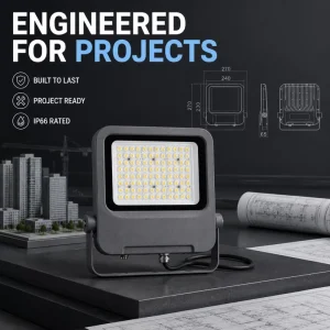 Outdoor LED Flood Lights Adjustable Bracket 0 10V Dimming for Gardens Facades warehouses and Sports Areas