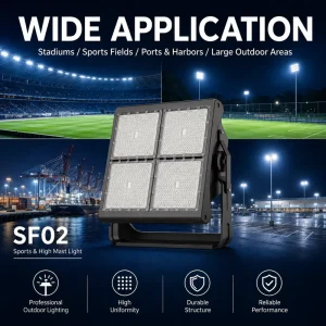 Outdoor LED Floodlight 400W 500W 800W 1000W 1200W 1500W for Sports Field and Large Area Lighting
