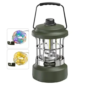 Outdoor LED Lithium Battery Camping Lamp, Retro Horse Lamp Design, IP55, Stepless Dimming, CE