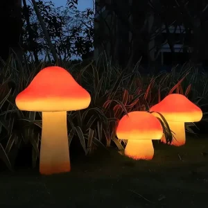 Outdoor LED Mushroom Lamp Garden Decoration Sculpture with IP65 Waterproof DC Power Supply
