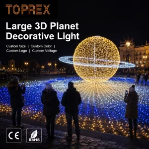 Outdoor LED Planet Statue Sculpture Light Saturn Moon for Festival Motif Lighting Event Venue Decor Landscape Garden Decoration