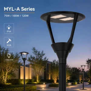 Outdoor LED Post Top Light IP66 IK08 130Lm Per W Garden Pole Lamp for Park Pathway and Residential Landscape Projects