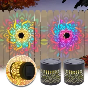Outdoor LED Solar Metal Mandala Fence Wall Lights for Gardens, Lawns, Estates, Corridors and Porches