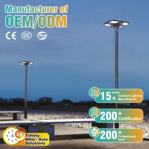 Outdoor LED Solar Pole Lamp IP65 Waterproof 32W AC DC Powered Adjustable Color Temperature All Night Lighting 2835 Garden Light