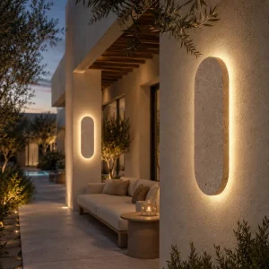 Outdoor LED Travertine Stone Wall Light Waterproof Garden Pathway Sconce for Villa and Hotel