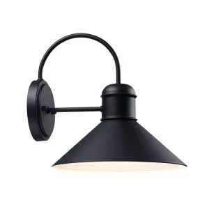 Outdoor LED Wall Lantern Waterproof Black Steel Shade for Doorway and Porch